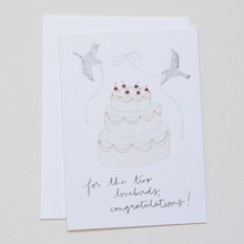 Load image into Gallery viewer, Wedding Card Cake Doves Ribbon Lovebirds Congradulations
