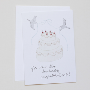 Wedding Card Cake Doves Ribbon Lovebirds Congradulations