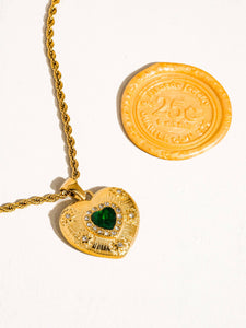 Green + Gold Heart Necklace