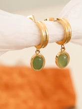 Load image into Gallery viewer, Green Stone Dangle Earring
