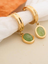 Load image into Gallery viewer, Green Stone Dangle Earring
