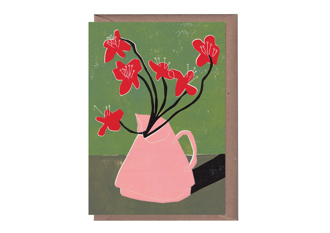 Red Geums Greeting Card