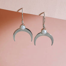 Load image into Gallery viewer, Silver Crescent Moon Earrings
