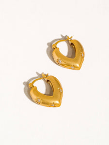 Sparkle Heart Hoop Earrings