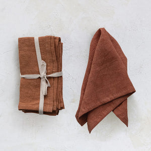 Terracotta Stonewashed Linen Napkin Set