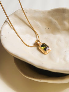 Green Square Stone Necklace